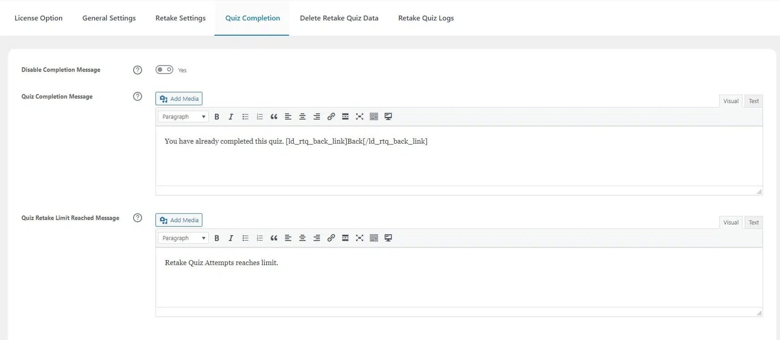 wpinnovators product retake quiz for learndash quiz completion messages image wpinnovators product retake quiz for learndash quiz completion messages image