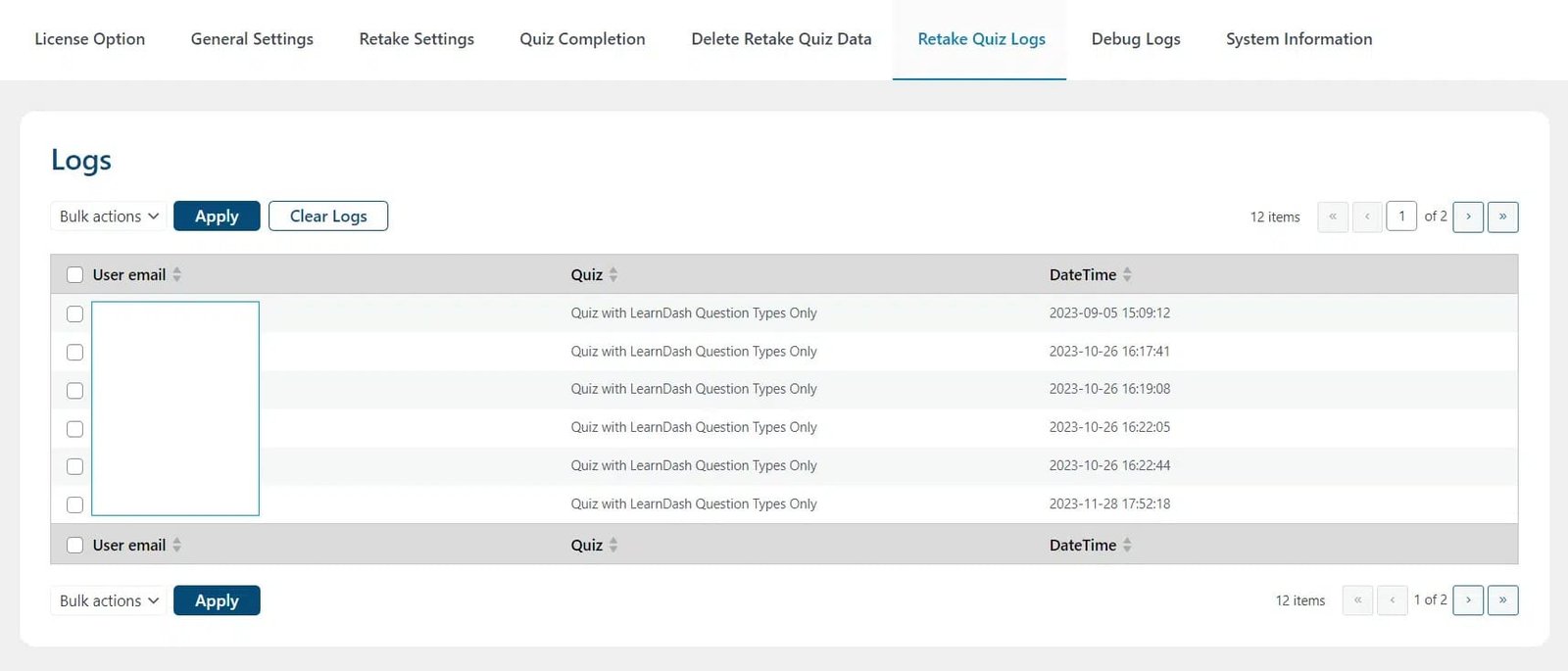 wpinnovators product retake quiz for learndash retake quiz logs image wpinnovators product retake quiz for learndash retake quiz logs image
