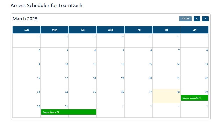 wpinnovators product access scheduler for learndash ld cms user calendar shortcode on frontend image wpinnovators product access scheduler for learndash ld cms user calendar shortcode on frontend image