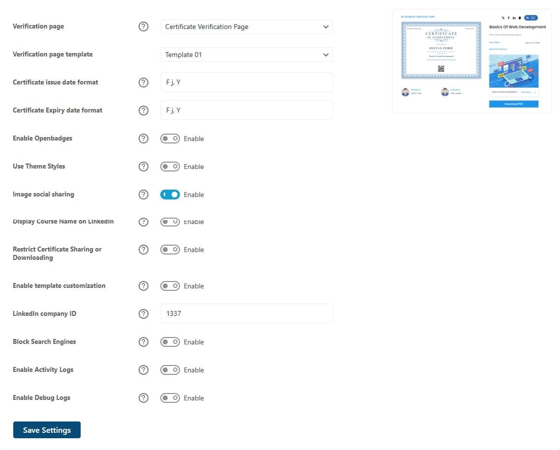 wpinnovators product certificate verify and share for learndash general settings image wpinnovators product certificate verify and share for learndash general settings image