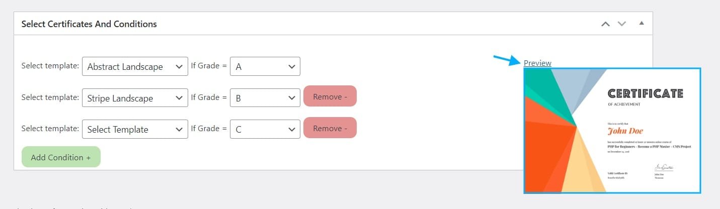 wpinnovators product multi certificates for tutorlms select certificates and conditions preview image wpinnovators product multi certificates for tutorlms select certificates and conditions preview image