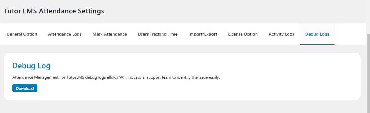wpinnovators product attendance management for tutorlms debug logs image wpinnovators product attendance management for tutorlms debug logs image
