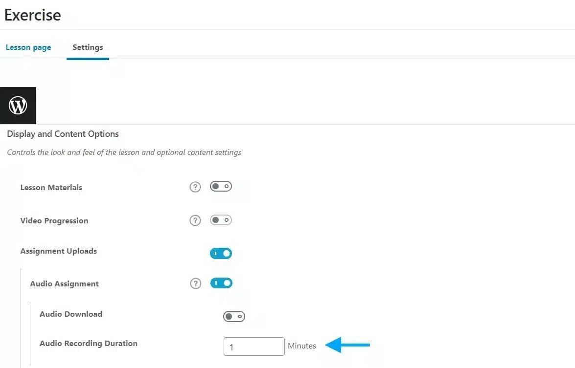 wpinnovators product audio assignment for learndash audio recording duration image