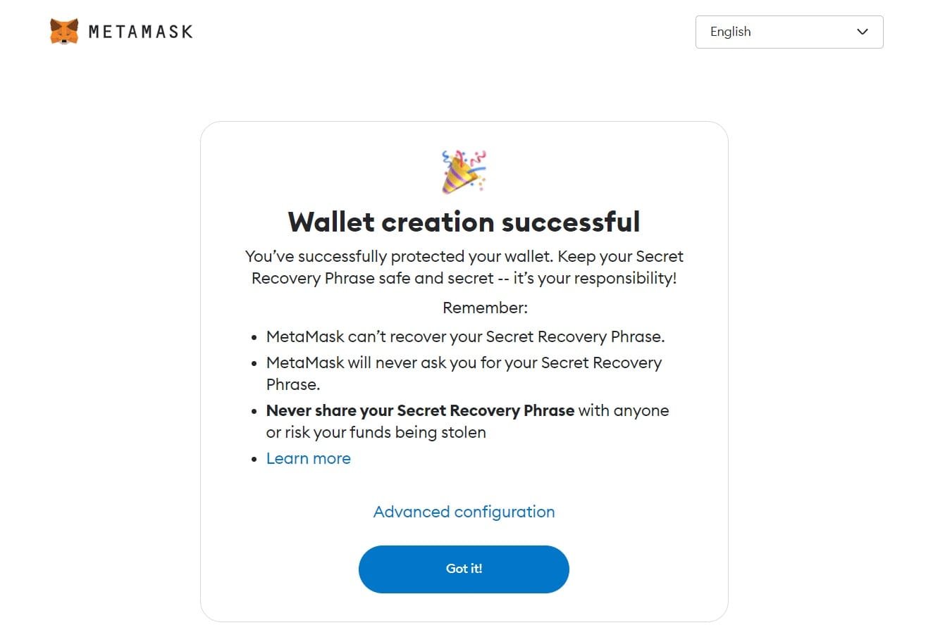 wpinnovators product metamask payment gateway for woocommerce wallet creation successful image wpinnovators product metamask payment gateway for woocommerce wallet creation successful image
