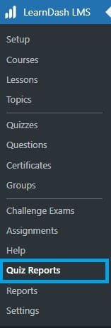 wpinnovators product quiz reports for learndash main menu image