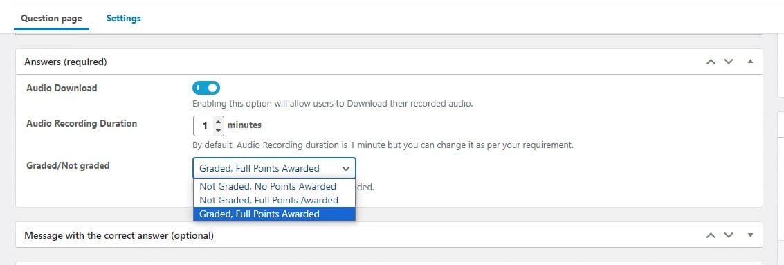 wpinnovators product advanced quizzes for learndash audio questions settings image wpinnovators product advanced quizzes for learndash audio questions settings image