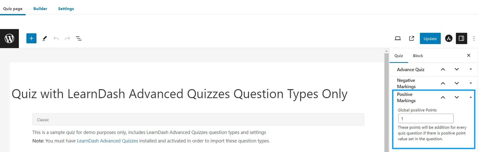 wpinnovators product advanced quizzes for learndash positive marking settings image wpinnovators product advanced quizzes for learndash positive marking settings image
