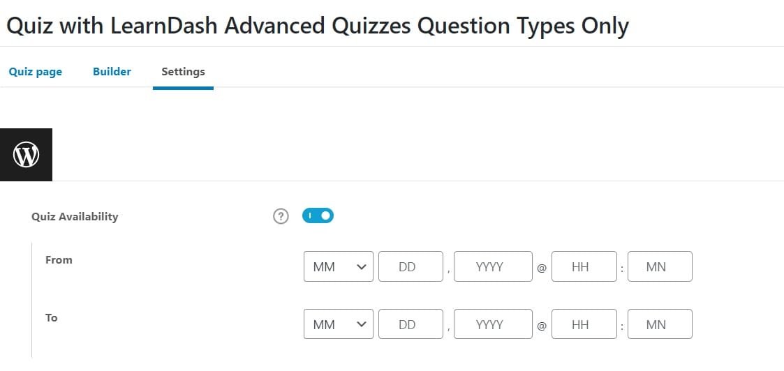 wpinnovators product advanced quizzes for learndash quiz availability settings image wpinnovators product advanced quizzes for learndash quiz availability settings image
