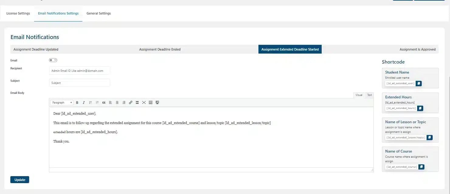 wpinnovators product assignment deadline for learndash assignment extended deadline started email notification settings image wpinnovators product assignment deadline for learndash assignment extended deadline started email notification settings image