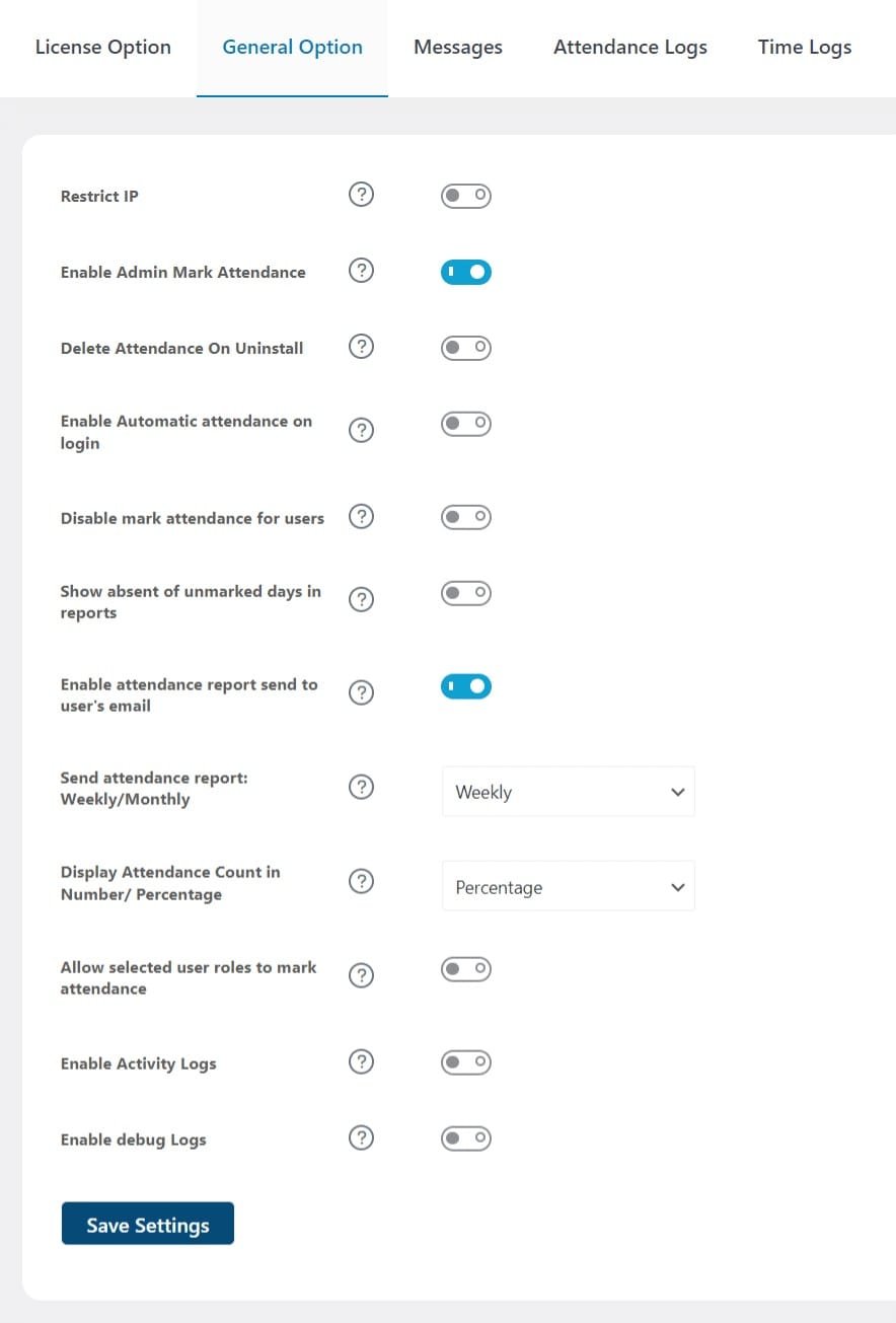 wpinnovators product attendance management for learndash general option image wpinnovators product attendance management for learndash general option image