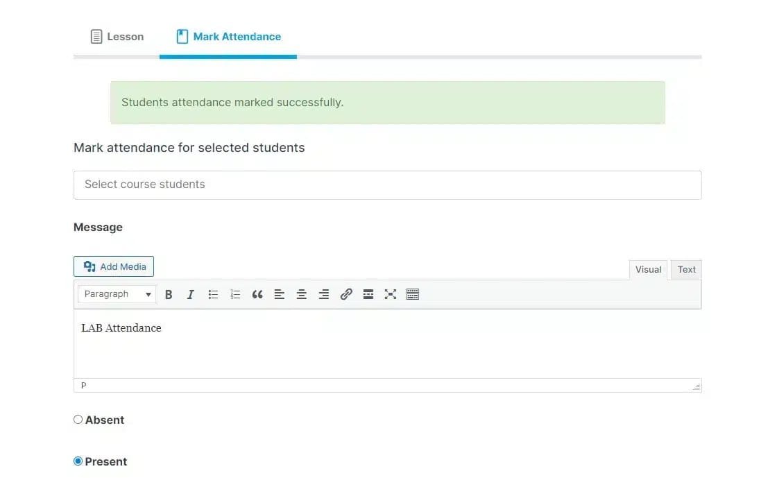 wpinnovators product attendance management for learndash mark attendance successfully image wpinnovators product attendance management for learndash mark attendance successfully image