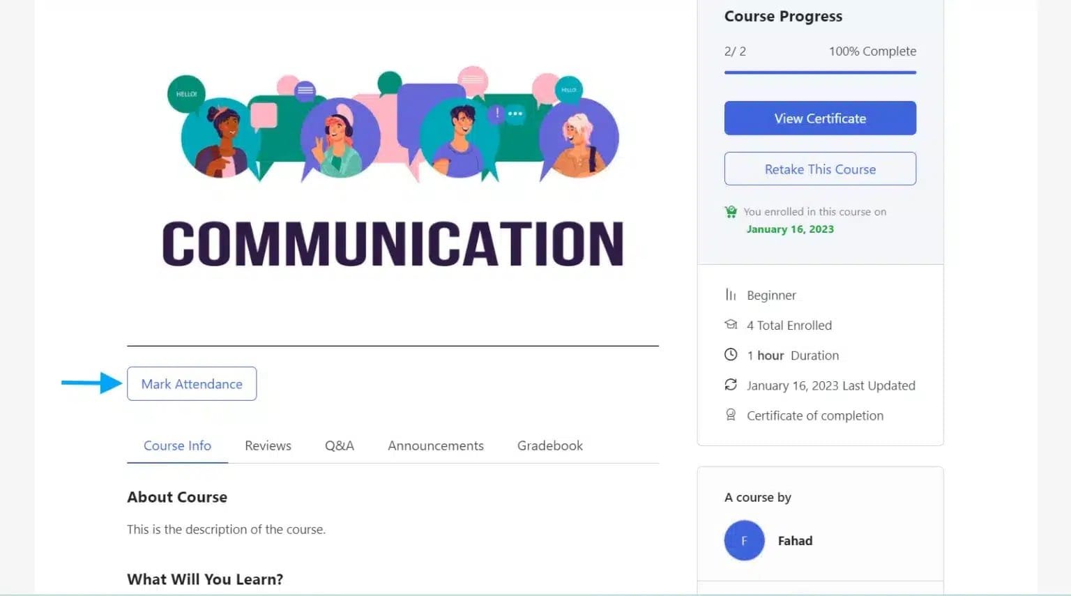 wpinnovators product attendance management for tutorlms disable mark attendance on course page image wpinnovators product attendance management for tutorlms disable mark attendance on course page image