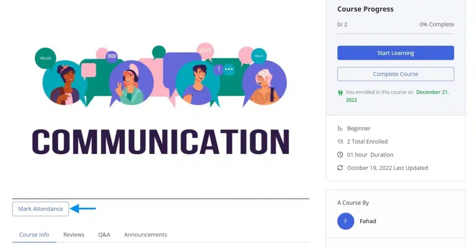 wpinnovators product attendance management for tutorlms mark attendance on course page image wpinnovators product attendance management for tutorlms mark attendance on course page image