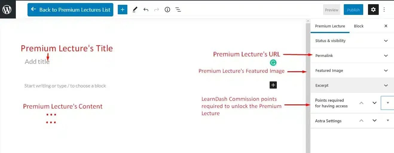wpinnovators product learndash advanced integration for affiliatewp premium lecture page editor interface image