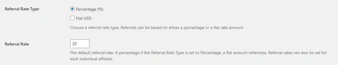 wpinnovators product learndash advanced integration for affiliatewp referral rate type and referral rate settings image