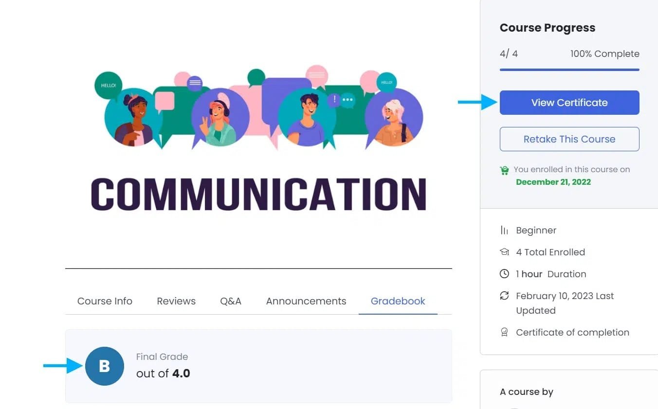 wpinnovators product multi certificates for tutorlms view certificate and grade b on course page image wpinnovators product multi certificates for tutorlms view certificate and grade b on course page image