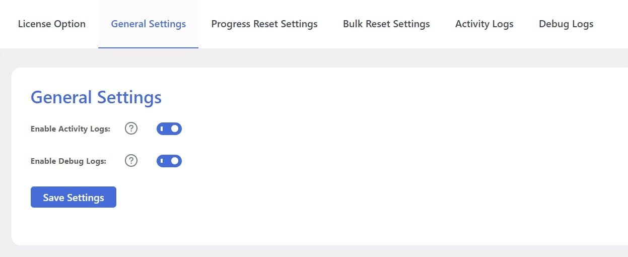 wpinnovators product progress reset for lifterlms general settings image