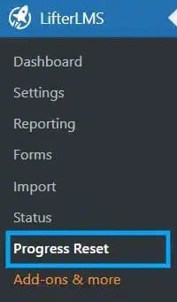 wpinnovators product progress reset for lifterlms main menu image