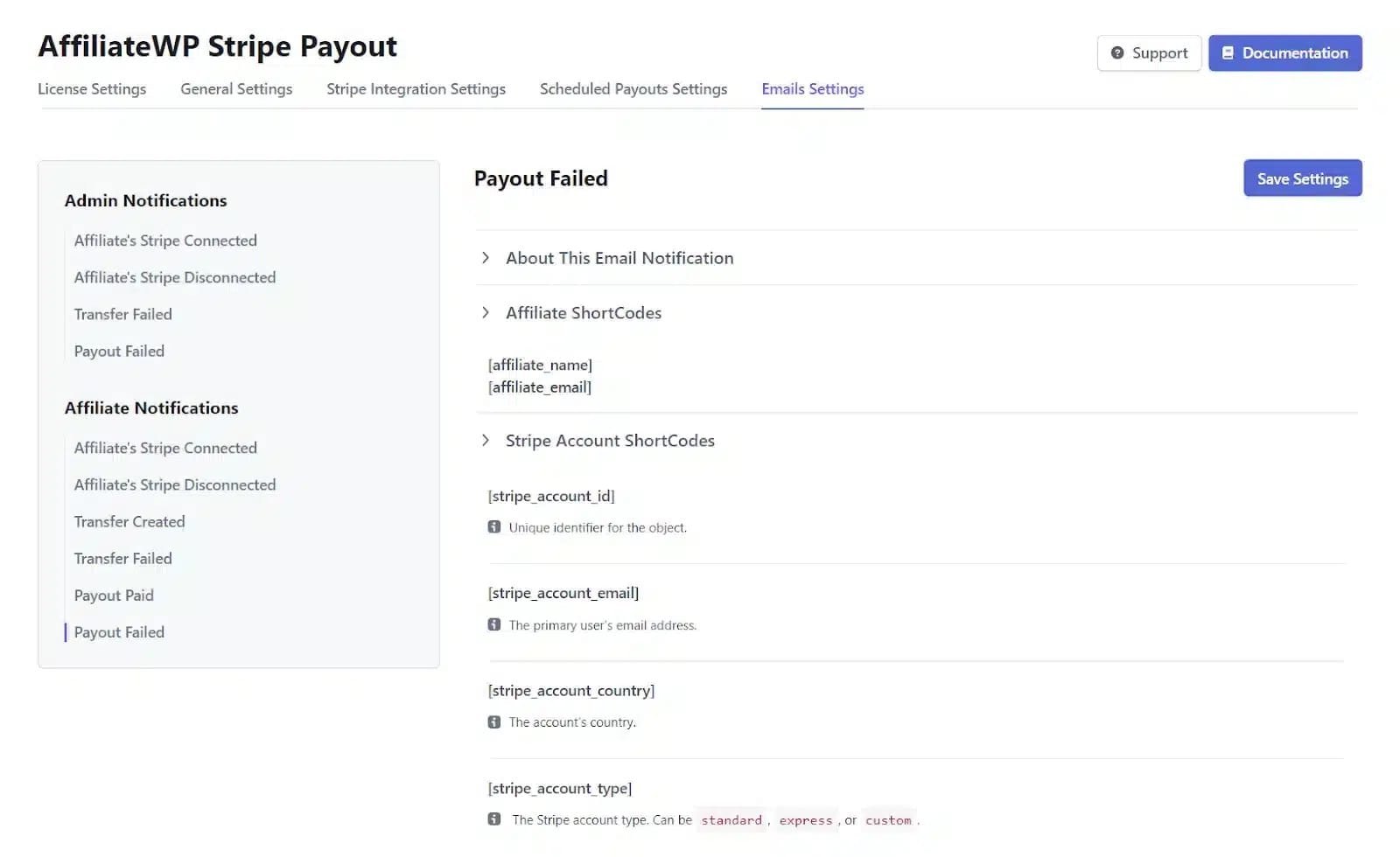 wpinnovators product stripe payout for affiliatewp email settings image