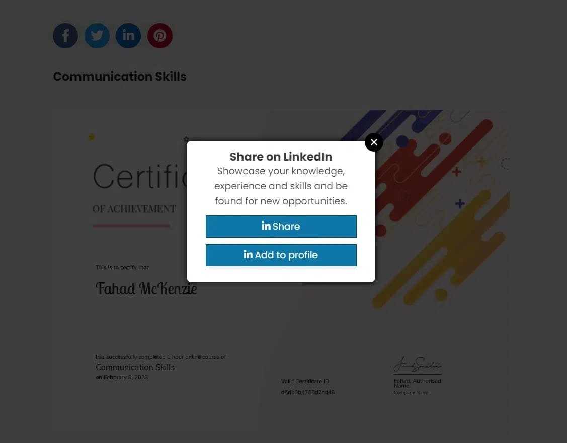 wpinnovators product certificate verify and share for tutorlms certificate share on linkedin image wpinnovators product certificate verify and share for tutorlms certificate share on linkedin image