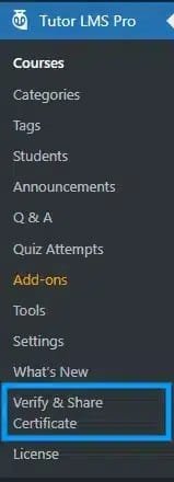 wpinnovators product certificate verify and share for tutorlms main menu image wpinnovators product certificate verify and share for tutorlms main menu image