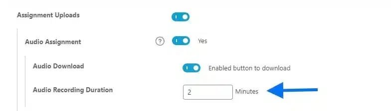 wpinnovators product audio assignment for learndash audio recording duration settings image wpinnovators product audio assignment for learndash audio recording duration settings image