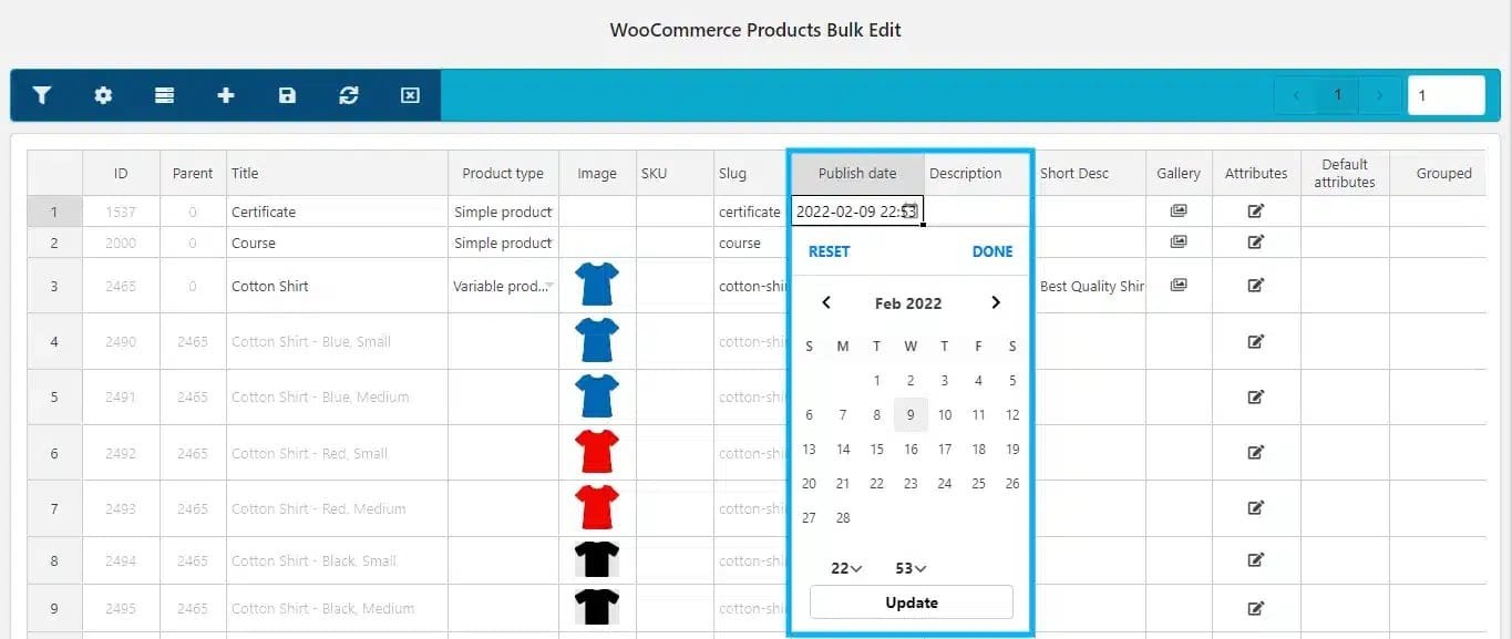 wpinnovators product products bulk editor for woocommerce edit publish date image