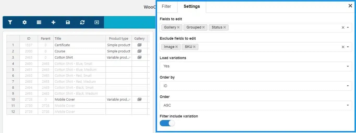 wpinnovators product products bulk editor for woocommerce filter field settings 02 image