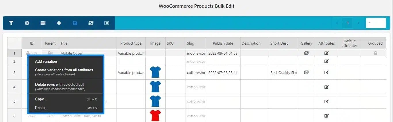wpinnovators product products bulk editor for woocommerce right click options image