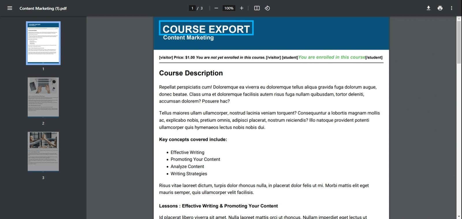 wpinnovators product course pdf generator for learndash course export label in pdf image