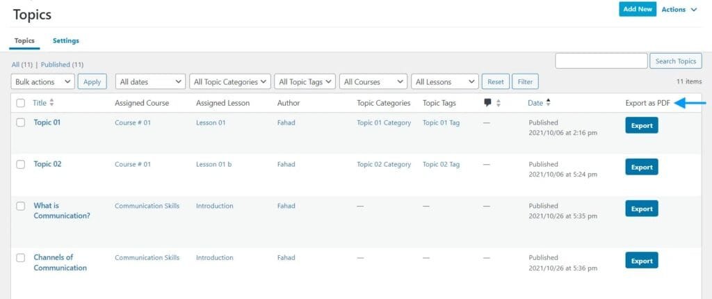 wpinnovators product course pdf generator for learndash topics export as pdf image