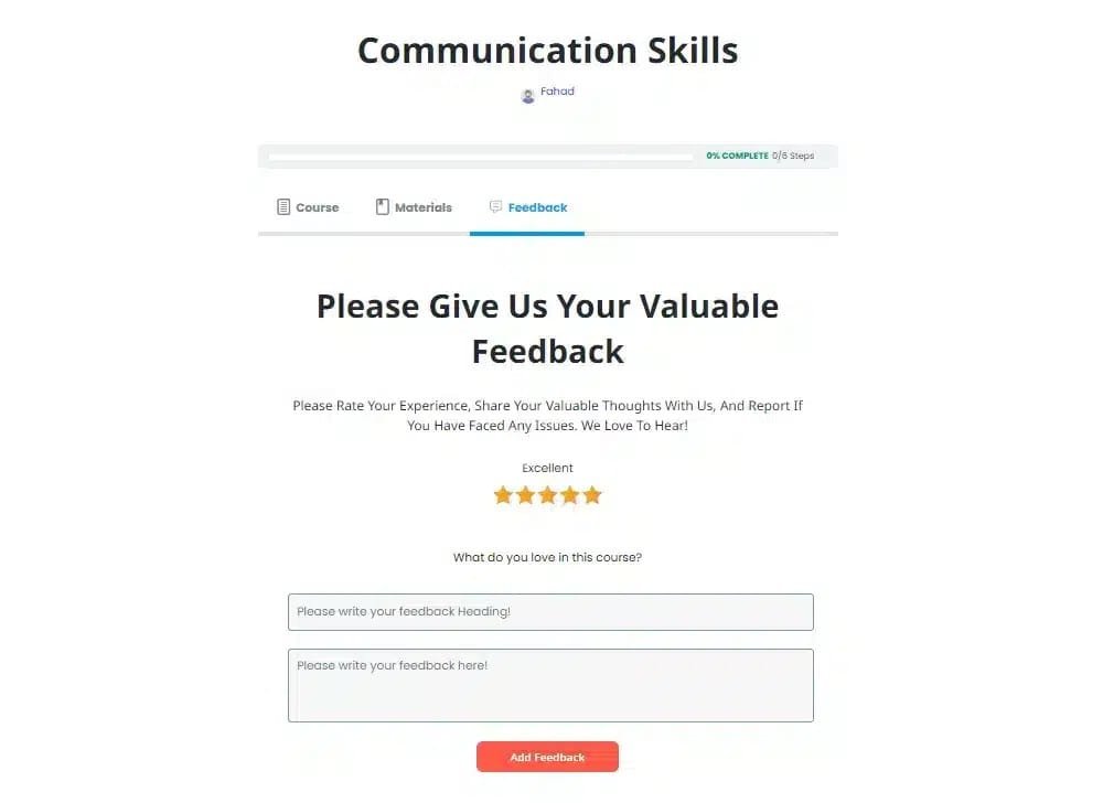wpinnovators product student feedback for learndash feedback on frontend image wpinnovators product student feedback for learndash feedback on frontend image
