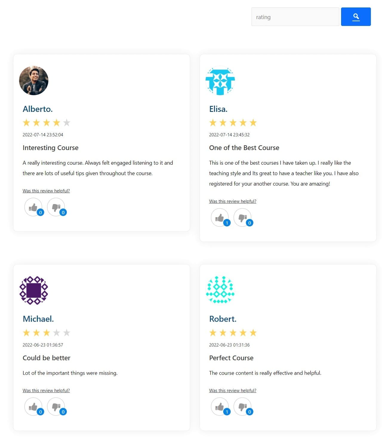 wpinnovators product student feedback for learndash grid view image wpinnovators product student feedback for learndash grid view image