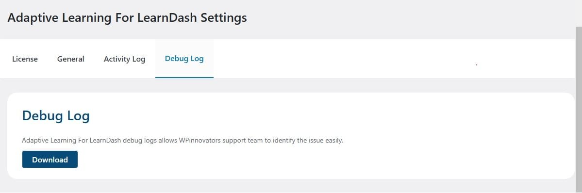 wpinnovators product adaptive learning for learndash debug log image wpinnovators product adaptive learning for learndash debug log image