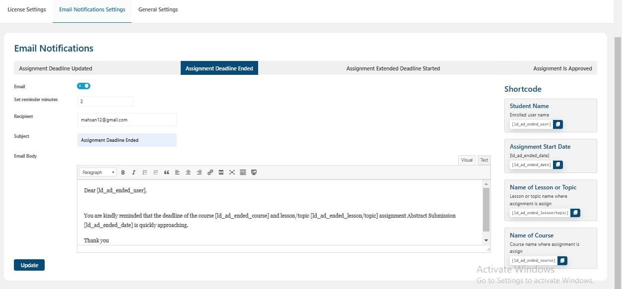 wpinnovators product assignment deadline for learndash assignment deadline ended email notification settings image wpinnovators product assignment deadline for learndash assignment deadline ended email notification settings image