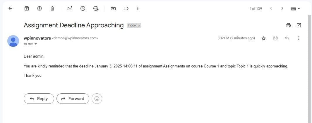 wpinnovators product assignment deadline for tutorlms assignment deadline approaching email image wpinnovators product assignment deadline for tutorlms assignment deadline approaching email image