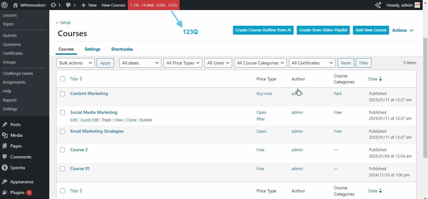 wpinnovators product redis object cache for learndash number of queries on disabled in backend image wpinnovators product redis object cache for learndash number of queries on disabled in backend image