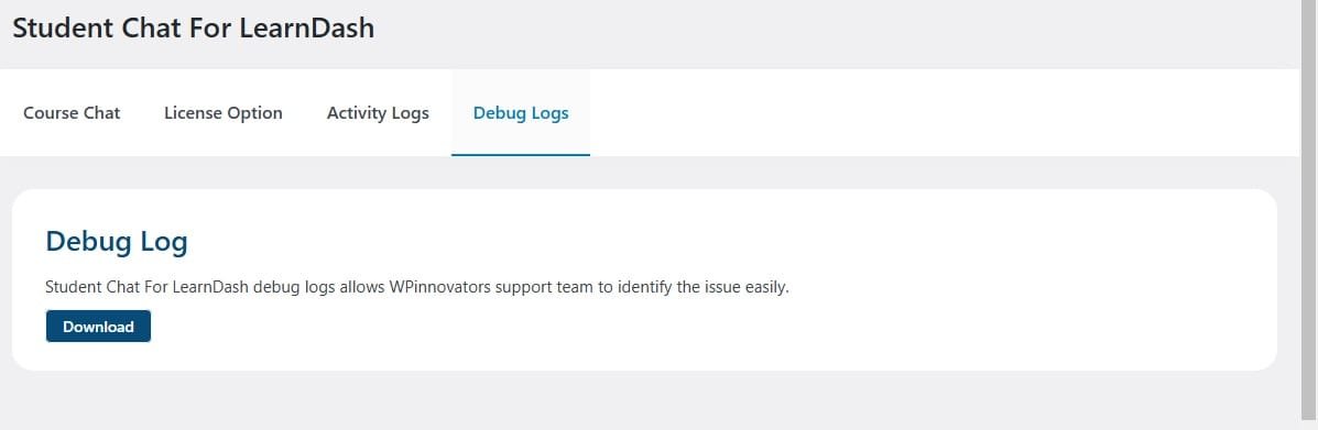 wpinnovators product student chat for learndash debug logs image wpinnovators product student chat for learndash debug logs image