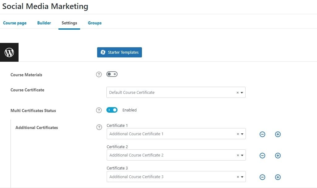 wpinnovators product multi certificates for learndash course backend image